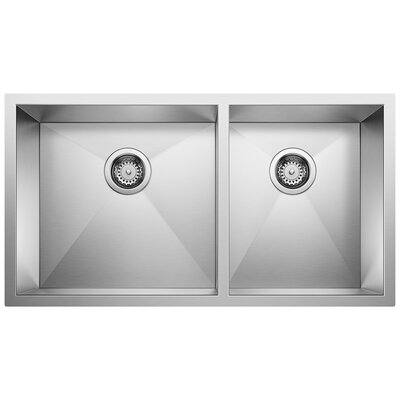 Precision 33"" L x 18'' W Double Bowl Stainless Steel Undermount Kitchen Sink -  Blanco, 515821