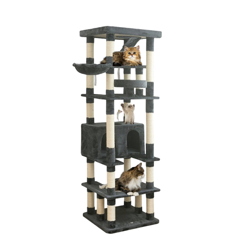 Dugaid 74.8'' H Cat Tree, Deep Gray/White