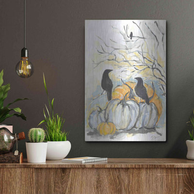 «Crows in the Pumpkin Patch» par Jessica Mingo, art mural en métal