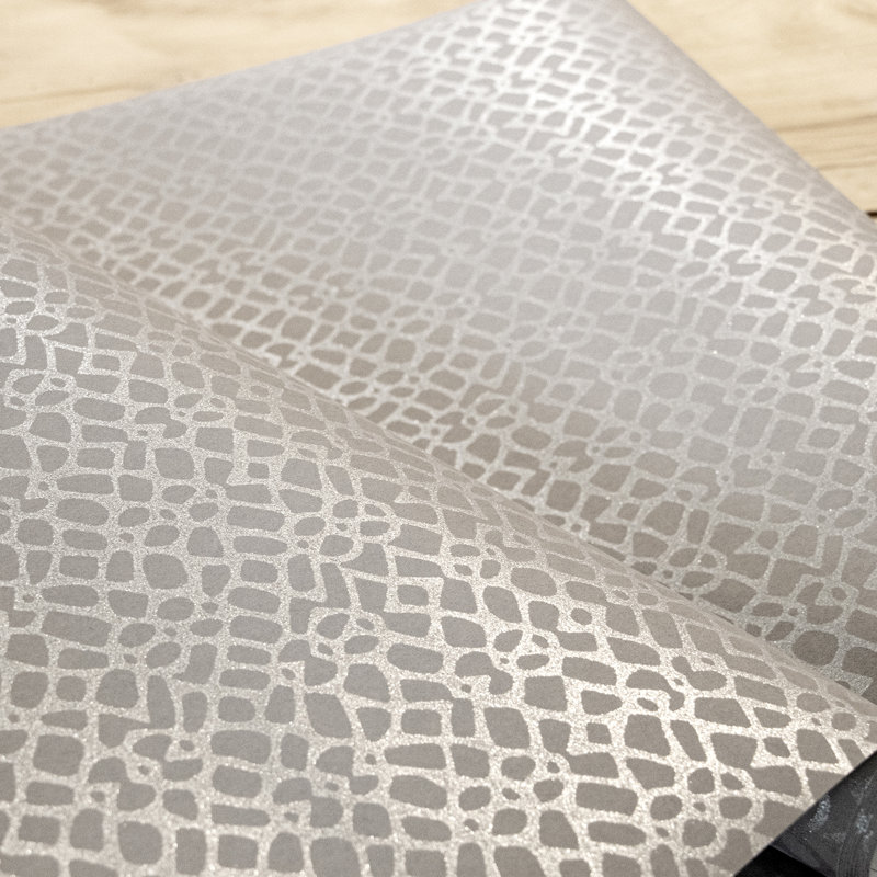 Slow Living Metallic Geometric Motif Wallpaper Roll, Dusty Lilac