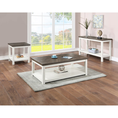 Table basse rectangulaire en bois brun et blanc, pièce essentielle de salon moderne, aspect blanc