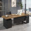 Bureau en bois massif à 3 tiroirs Burlywood, bureau Burlywood-583292973-583292966
