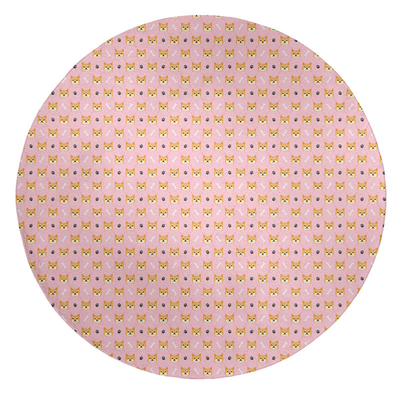 Tapis de zone rose shiba shiba, Rond 5 pi