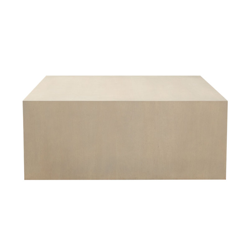 Somy Modern Coffee Table, 40 Inch Square Top, Wide Panel Legs, Natural Grey