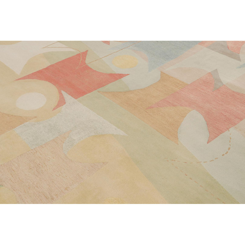 Hand Knotted Geometric Area Rug, Rectangle 6' x 9'