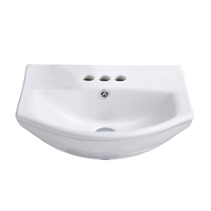 Lavabo de salle de bain mural blanc en forme de U avec trop-plein
