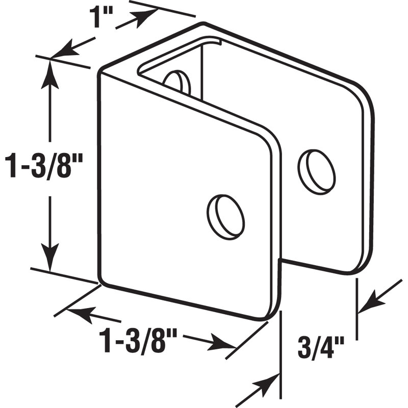 Support en U pour panneaux de 3/4 po, alliage de zinc, chromé avec attaches (paquet simple)