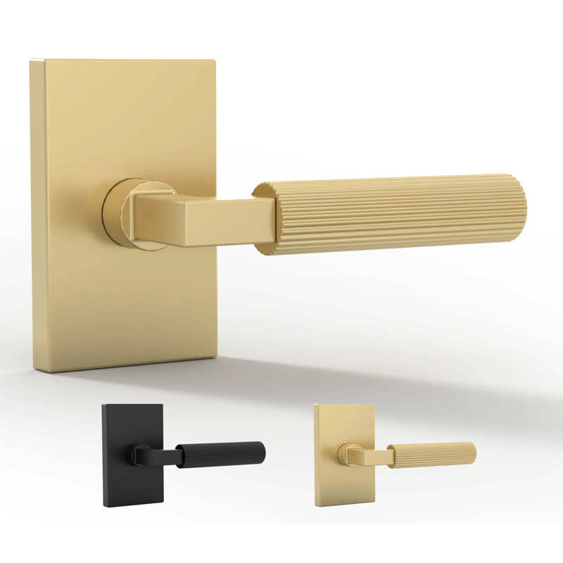 Mega Handles Ridge Dummy Door Handles, paquet de 2 - Poignée de porte anti-rotation pour porte d'entrée / garde-robe et portes françaises, simple face - noir mat