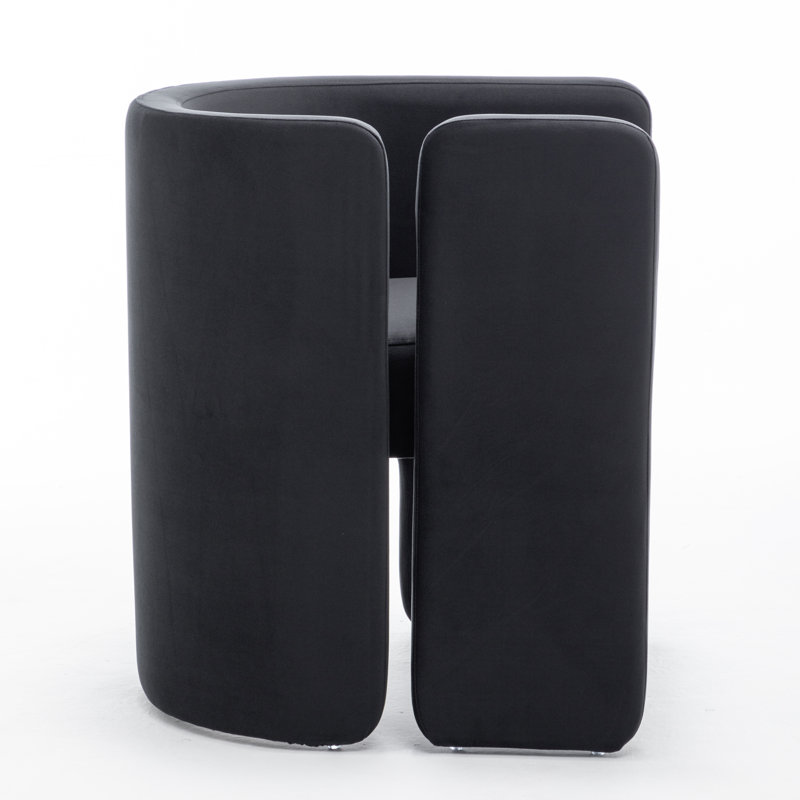 Modern Upholstered Barrel Dining Chairs, 4, Black