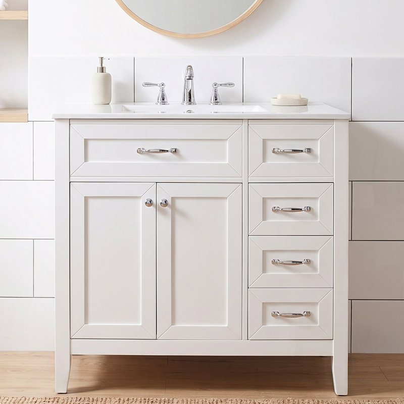 36 Inch Bathroom Vanity With Sink Combo, White