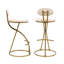Tabouret de bar rond en velours sans accoudoirs avec dossier, ensemble de 2 chaises de comptoir rembourrées pour la salle à manger, îlot de cuisine