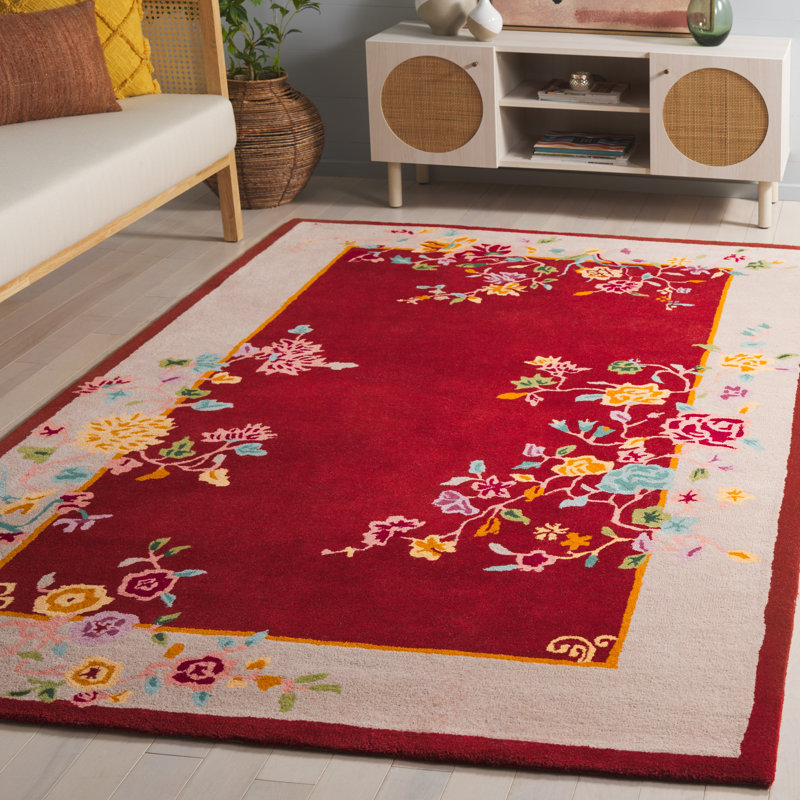 Metro 729 Hand Tufted Wool; Cotton Floral Rug in Rust/Beige, Rectangle 5' x 8'