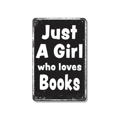 Enseigne de fantaisie en aluminium Just A Girl Who Loves (paquet de 2) 7 po x 10 po