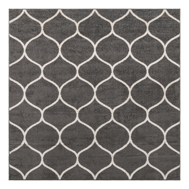 Tapis gris foncé Lllan, Carré 7 pi 1 po