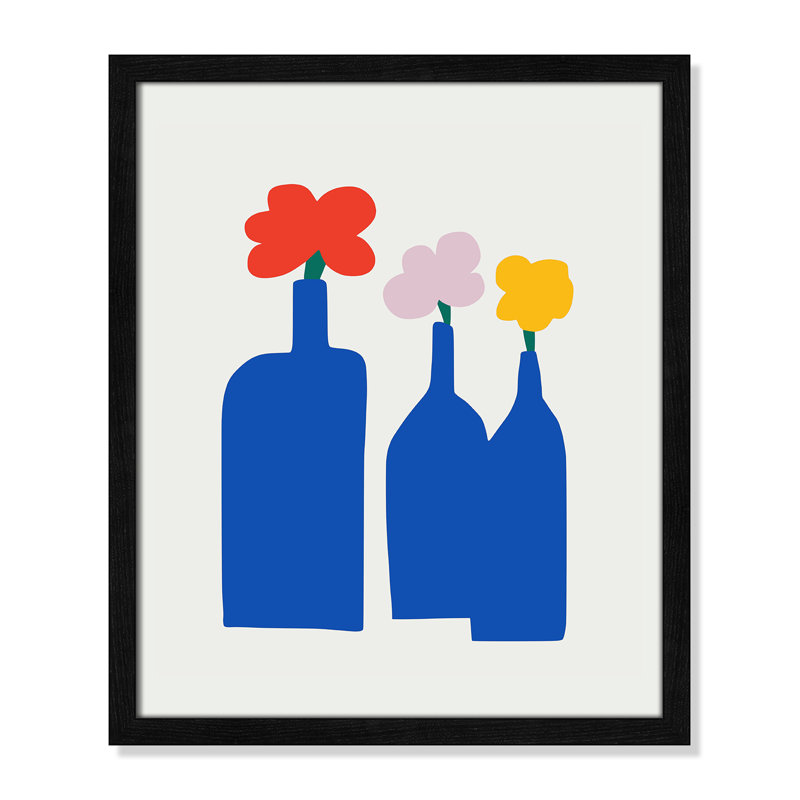 «Bold Blooms Trio Print» par Dean, L 16 po x H 19 po, Grain de bois noir, Impression encadrée