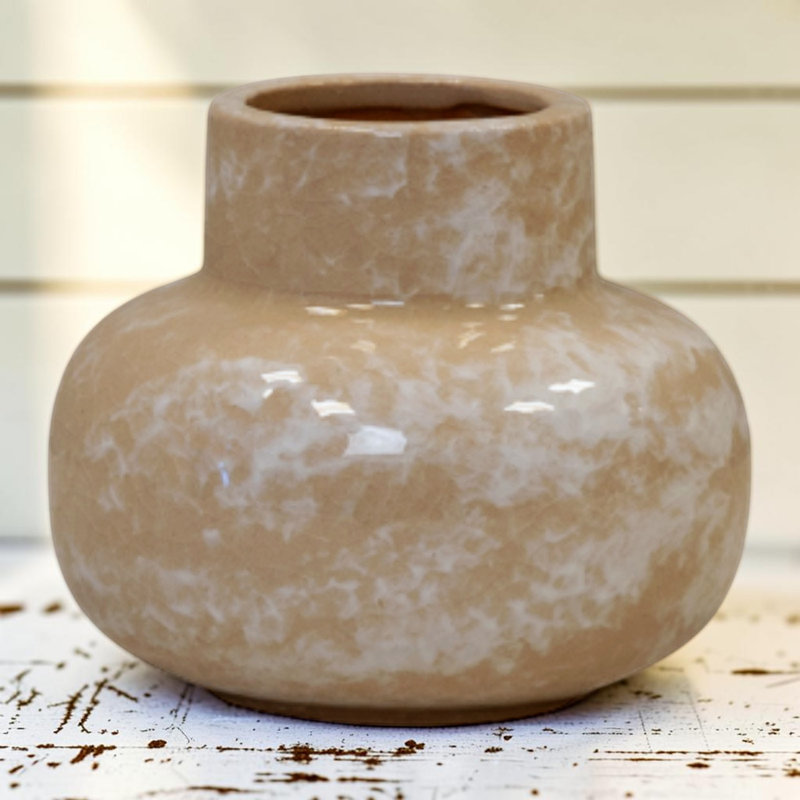 Marbled Ceramic Vase 11cm, 15cm H x 13cm W x 13cm D