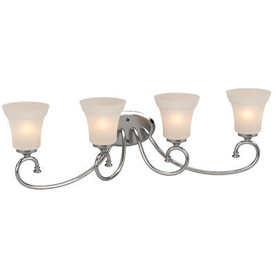 Applique murale d'intérieur chromée 4 lumières Tes avec abat-jour en verre givré blanc