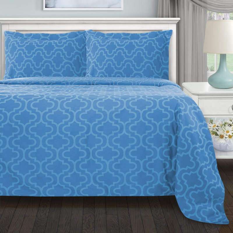 Modern & Contemporary Flannel Duvet Cover, Gray Trellis, Twin