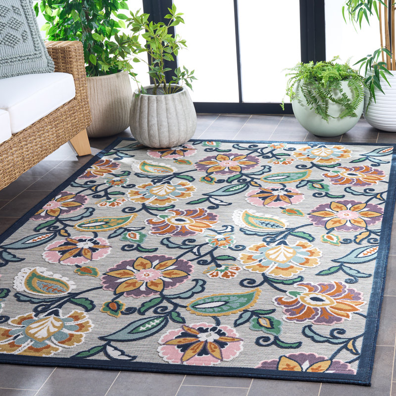 Tapis Cabana 432 à motif floral pour intérieur/extérieur, Rectangle 5'-1 x 7'-6