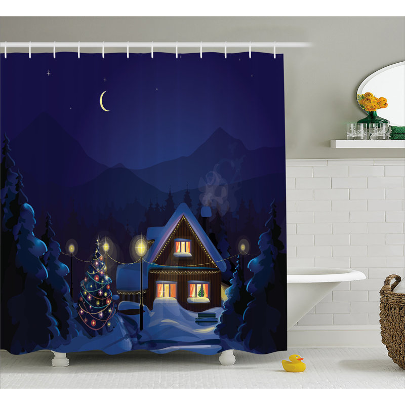 Shower Curtain with Hooks Included, 69" H x 105" W