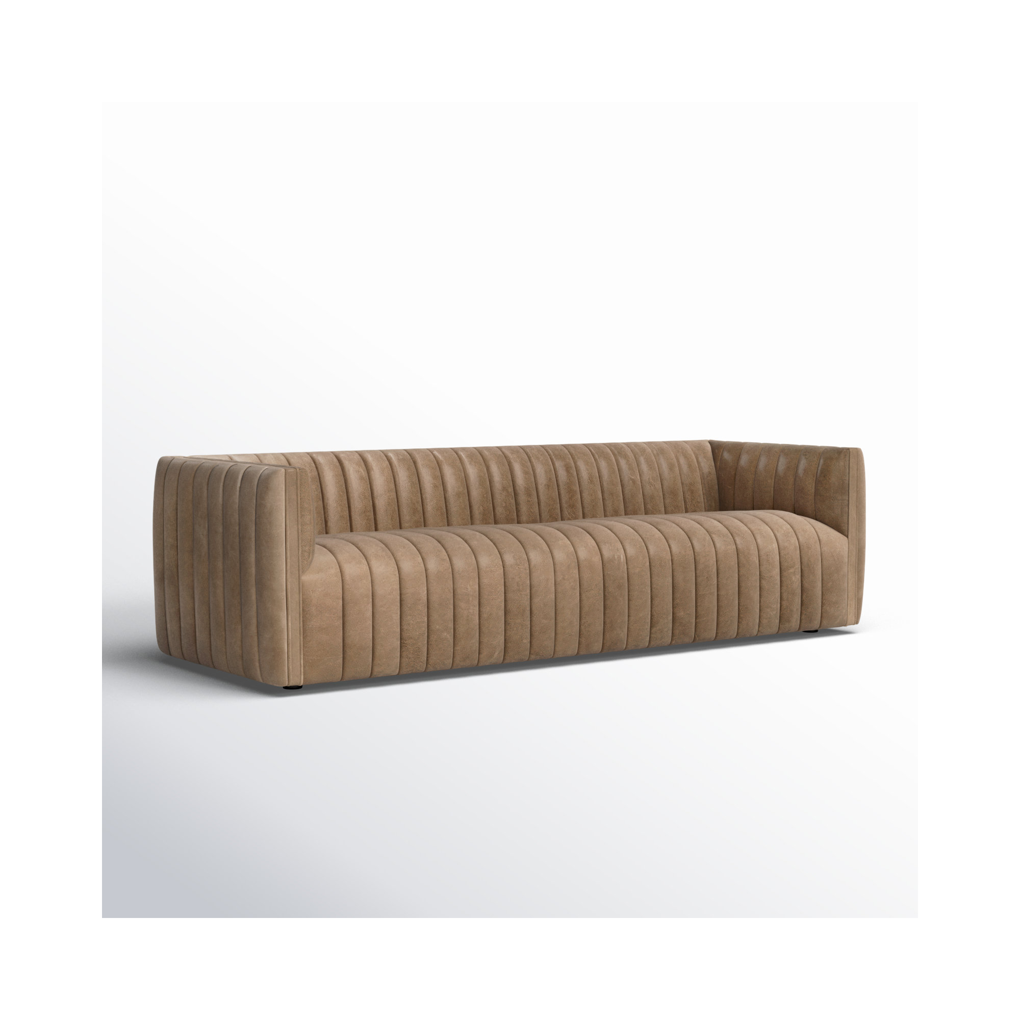 Brandt 97" Tuxedo Arm Sofa, 26.5" H x 97" W x 35" D, Palermo Drift Genuine Leather
