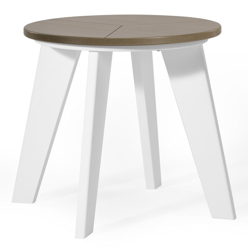 Outdoor Round 18" End Table, White, White Wash