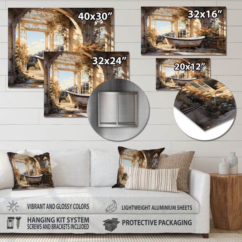 Salle de bain Golden Luxe I - Bath & Laundry, impressions murales en métal, H 12 po x l 20 po