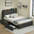 Breelee Linen Upholstered Bed Frame with Storage Headboard and 2 Drawers, Platform Bed with Built-in Charging Station, Heavy Duty, No Box Spring Needed, Easy Assembly, Noise Free-981770297