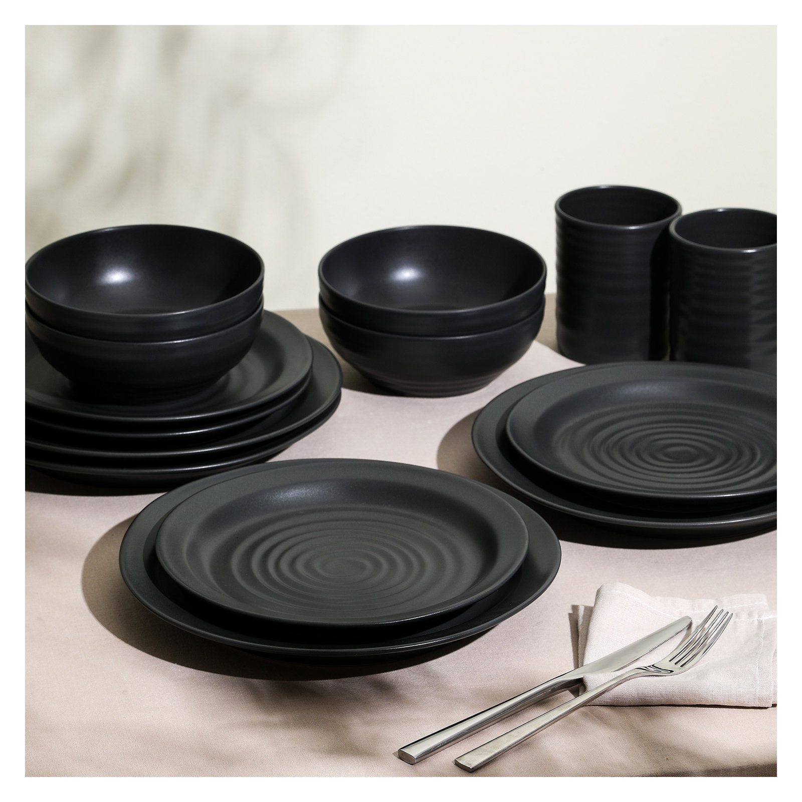 Stone Lain Orbit 12-Piece Dinnerware Set Stoneware, Gray