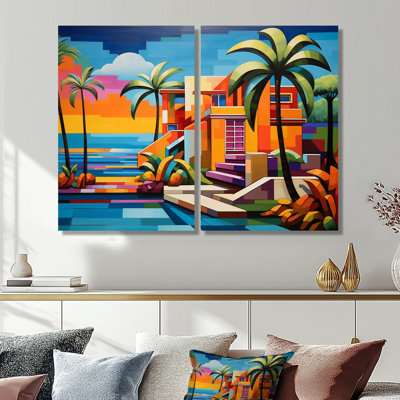 Pop Art Palm Beach In Color I - Multi-Color Glam Wall Art