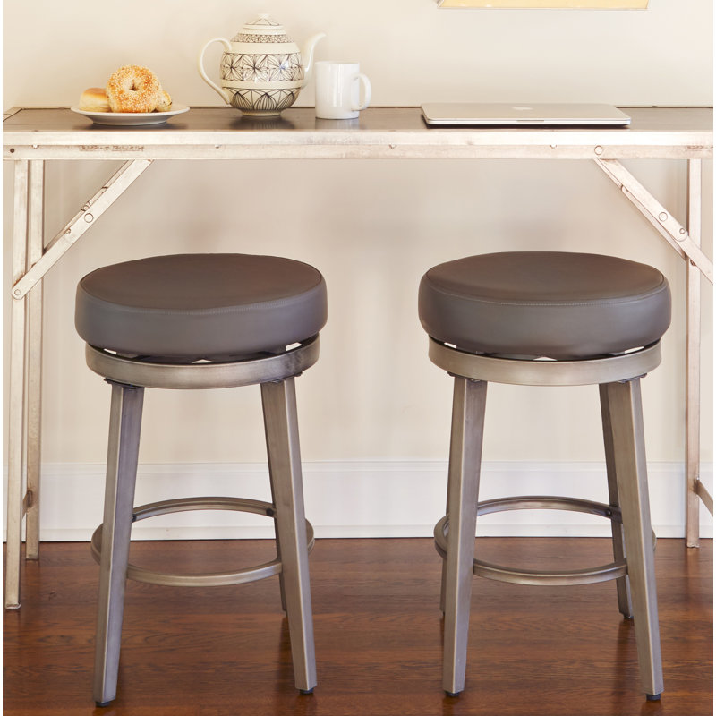 Tabouret de bar pivotant 30,5 po Gadberry, Gris, Étain brossé, 24.5"