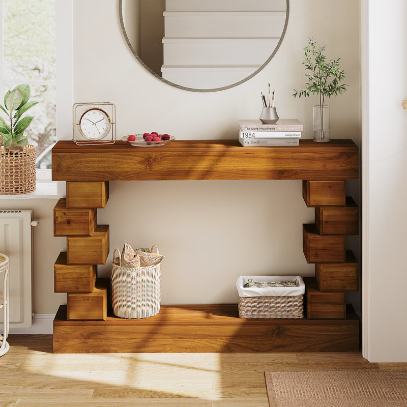 Console en bois avec tablette inférieure ouverte