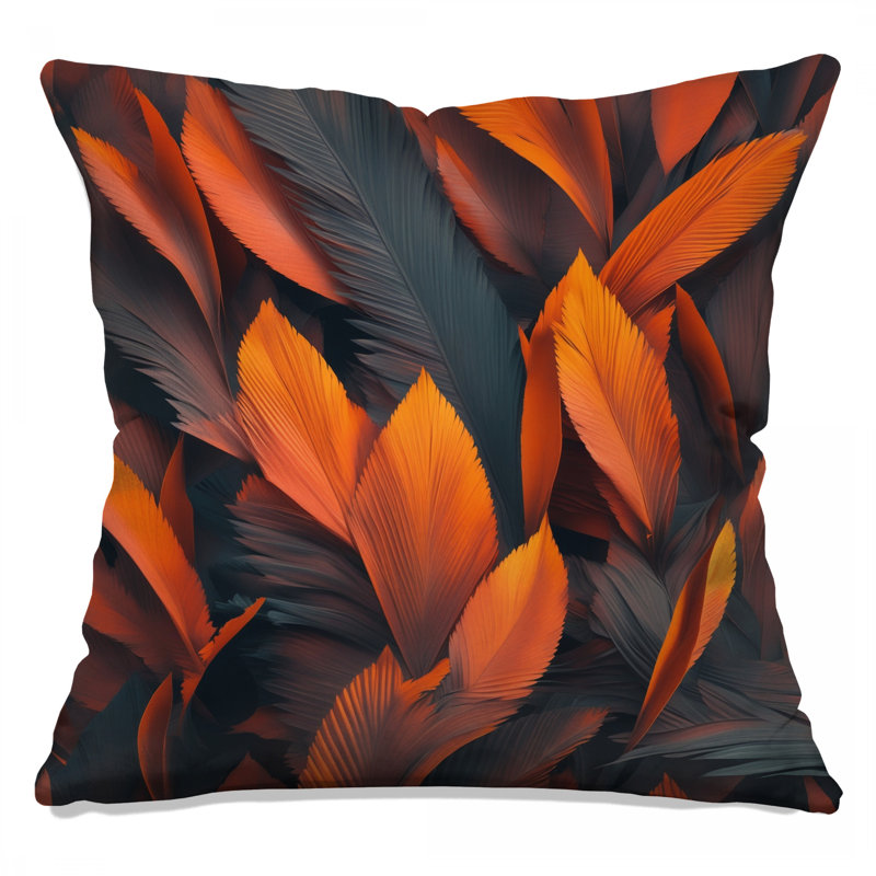 Coussins décoratifs à feuilles abstraites orange, 18 x 18 pouces