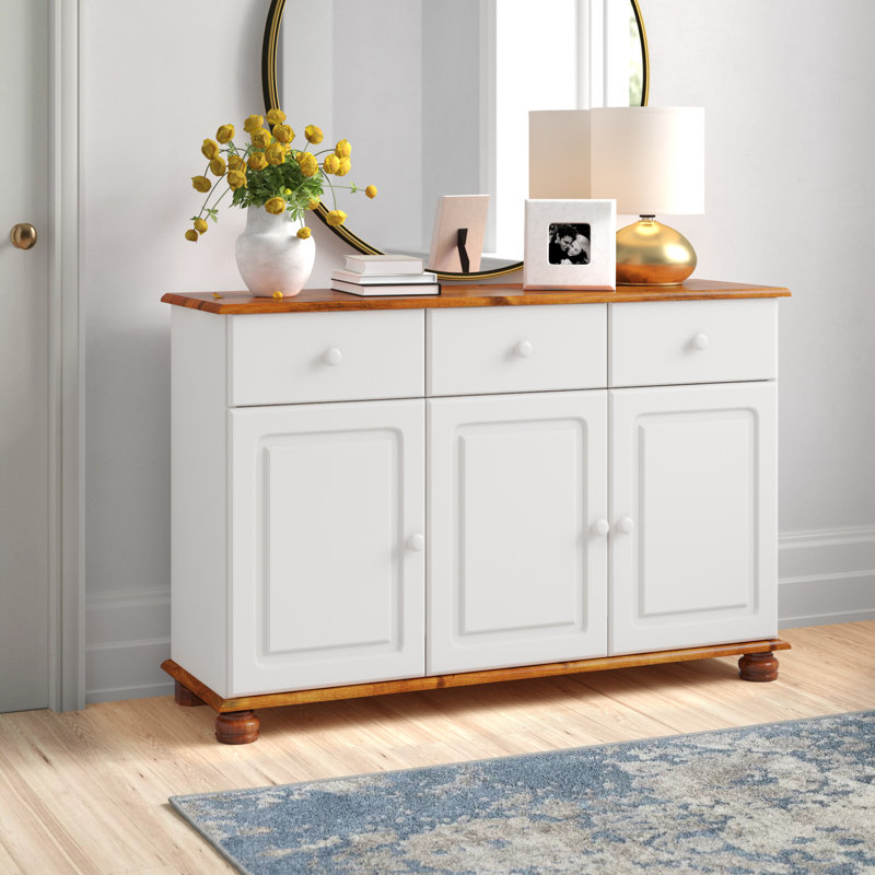 Benedetto 116cm Solid Wood Sideboard, White / Honey