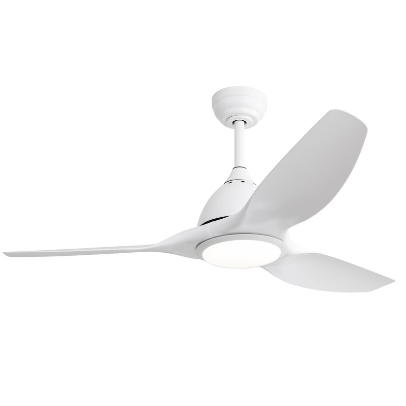 Ventilateur de plafond blanc 52 po avec lumière DEL et télécommande - Moteur CC réversible silencieux pour la chambre à coucher et le patio