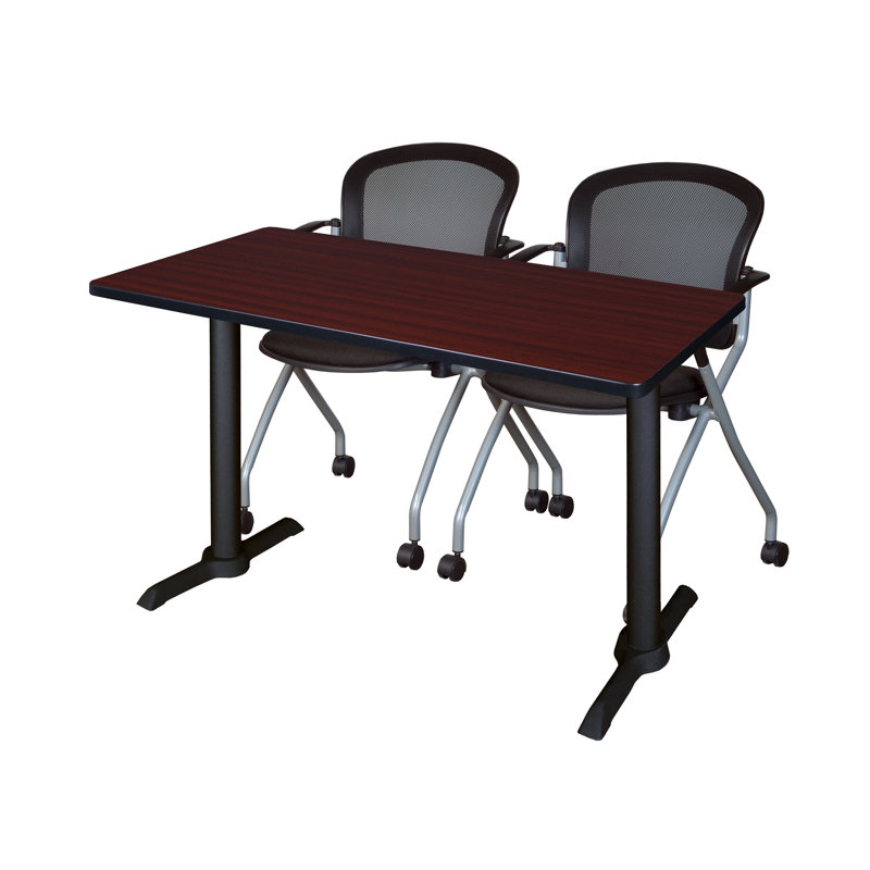 Table de formation Neyamiah Cain T-Base et 2 chaises gigognes Cadence, H 29 po x l 48 po x P 24 po, Acajou