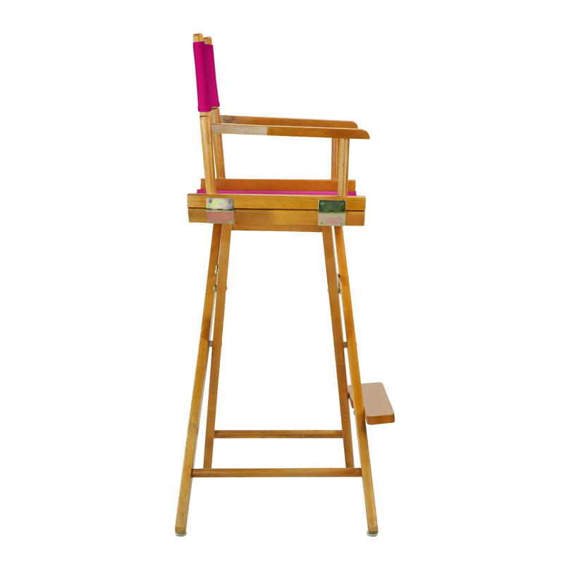 30" Folding Director Chair with Canvas, Honey Oak, Magenta