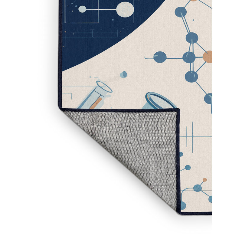 Tapis vert et bleu marine lavable à la machine à motif de scène de laboratoire Paizley, 8x10