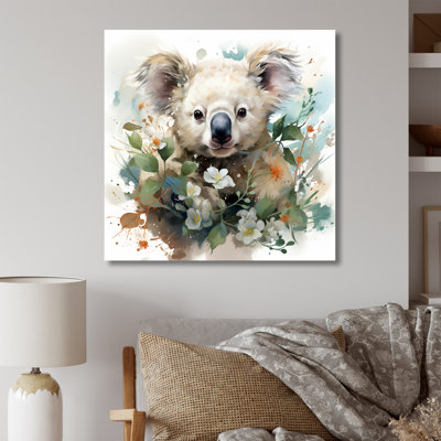 Koala S Gentle Floral Gaze III - Koala Animal, art mural