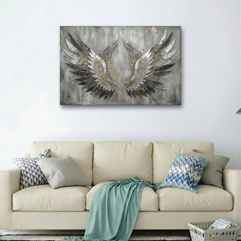 Ensemble de 1 tableau sur toile « Ailes métalliques », 18"H x 24"W, Toile tendue