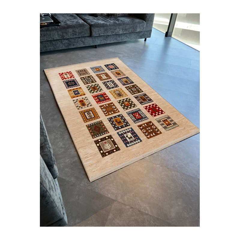 Tapis décoratif carré à motif carré, Rectangle 2 pi 6 po x 4 pi 11 po