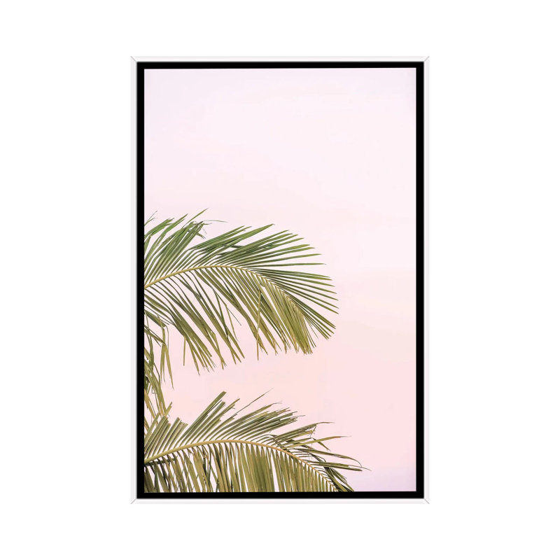Sunset Palm Leaves - Painting on Canvas, White Framed, 101.6 cm H x 66.04 cm W