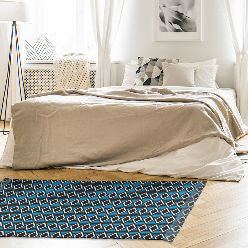 Tapis bleu/noir à carreaux géométriques classic Mcguigan, Oui