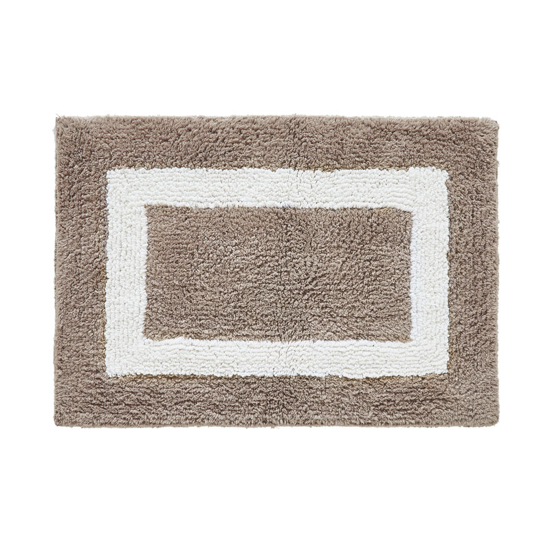 Atle Reversible Cotton Tufted Bath Rug Set, 3PC (17" x 24" | 20" x 20" | 21" x 34"), Beige/White