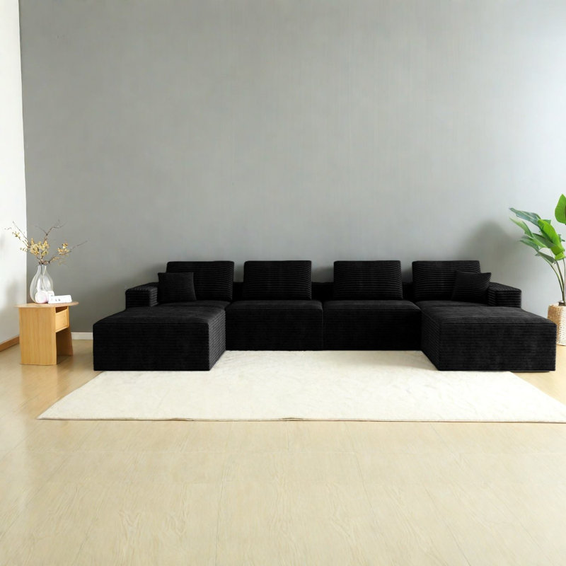 Canapés modulaires confortables, velours côtelé moelleux, design moderne pour la maison