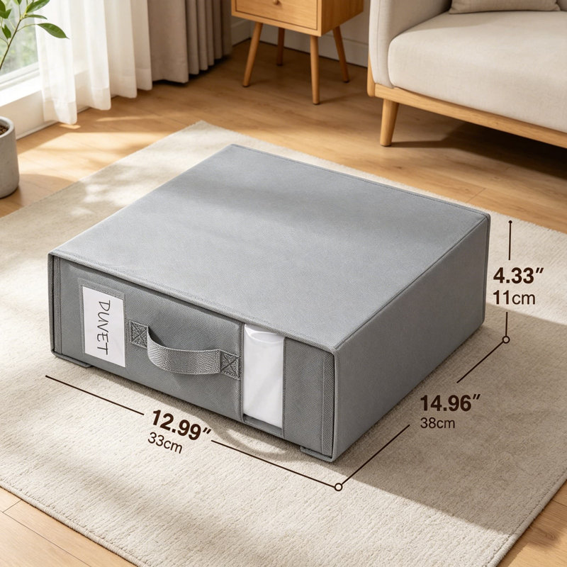 Bed Sheet Organizer and Storage Box, Foldable Linen Closet Organizer for Queen & King Sheet Sets, Blankets, and Towels, Space-Saving Under Bed Storage Solution