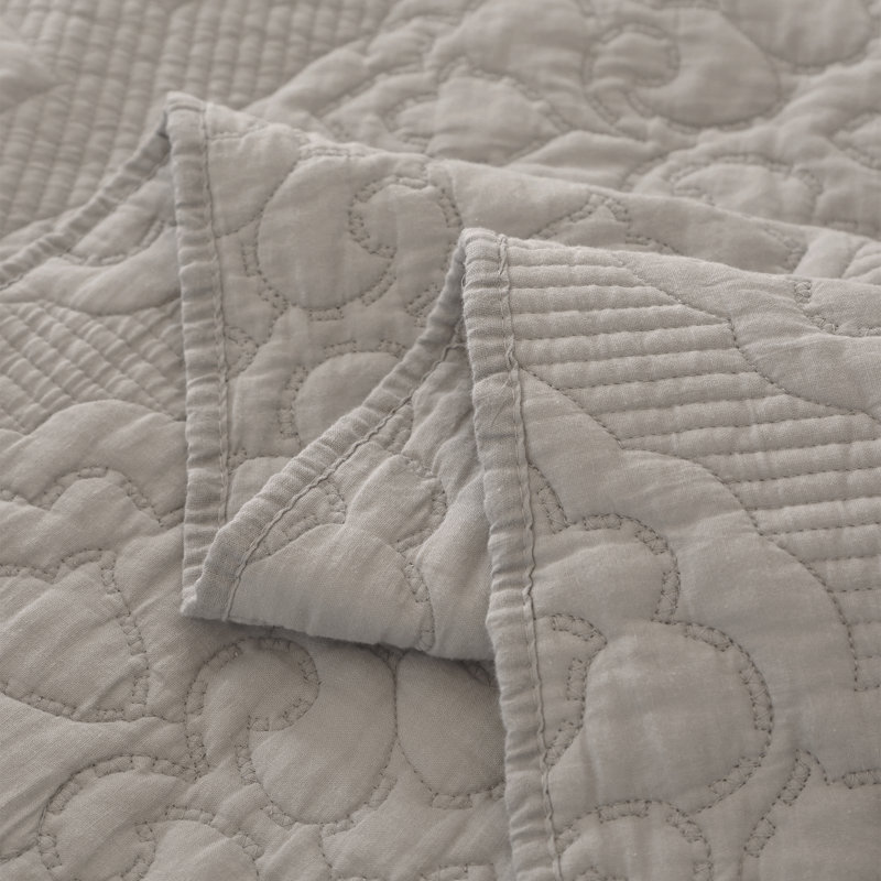  Ensemble de courtepointe 100% coton, Courtepointe très grand + 2 très grandes taies d, Gris