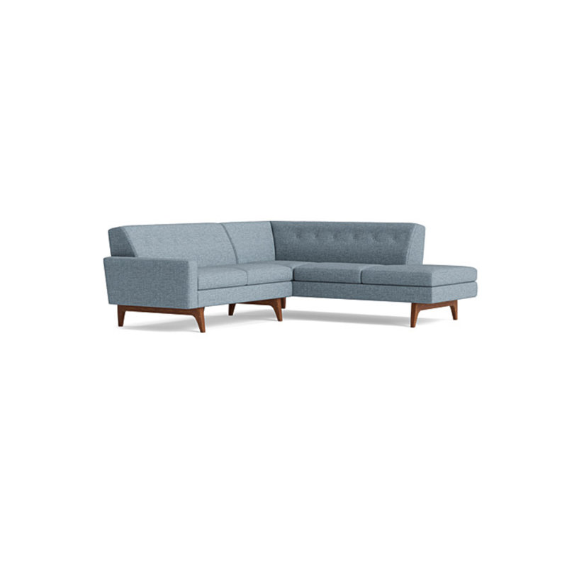 Tyler Sectional With Bumper (95" X 95"), Performance Velvet - Denim, Right Hand Facing