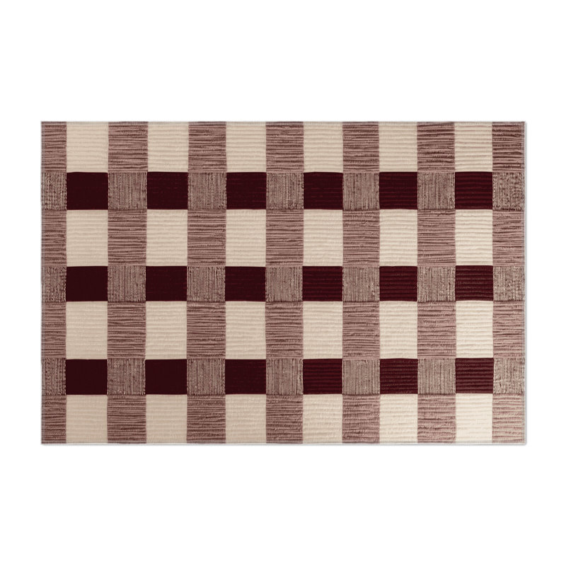 Tapis d'intérieur et d'extérieur à carreaux brun, Rectangulaire 3 pi x 5 pi