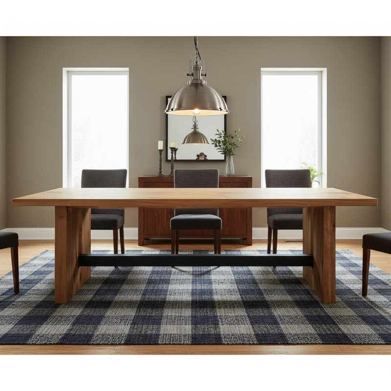 Grande table de salle à manger rectangulaire en bois massif pour 8 personnes, H 29,53 po x L 70,87 po x l 31,5 po